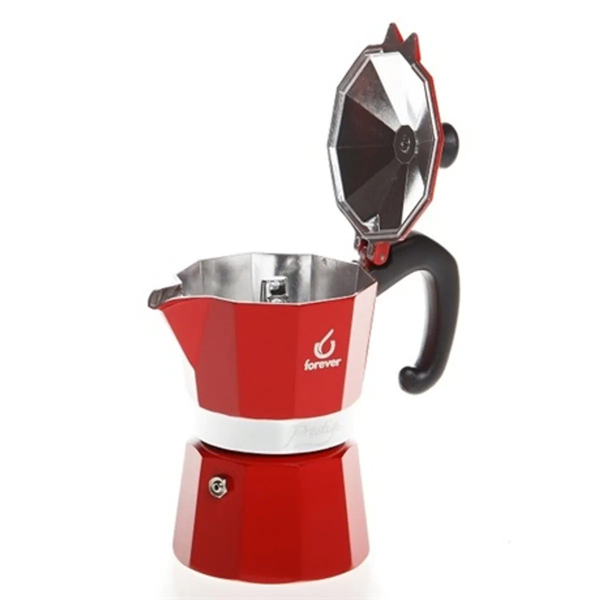 Forever 120218 Moka Prestige La Rossa 3 csészés szögletes alumínium vörös #2