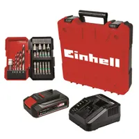 Einhell TE-CD 18-2 LI-I 22 Akkus ütvefúró-csavarozó Power X-Change 18 V 2-fokozatú 44 Nm 13 mm tokmány LED Softgrip 2,5 Ah akkumulátor gyorstöltő E-Box Basic 22 részes készlet #2