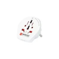 Skross SKR1500211E utazóadapter world to europe 2- és 3-pólusú földelt és föld nélküli csatlakozók 100-250V 16A