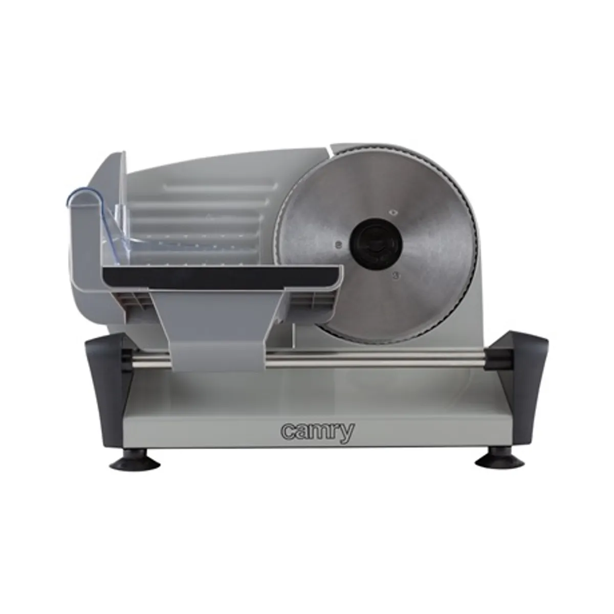 Camry CR4702 szeletelőgép 200 W 19 cm rozsdamentes acél kés, biztonsági kapcsoló, 0-15 mm szeletvastagság, csúszásmentes talp, adagoló kocsi inox #1