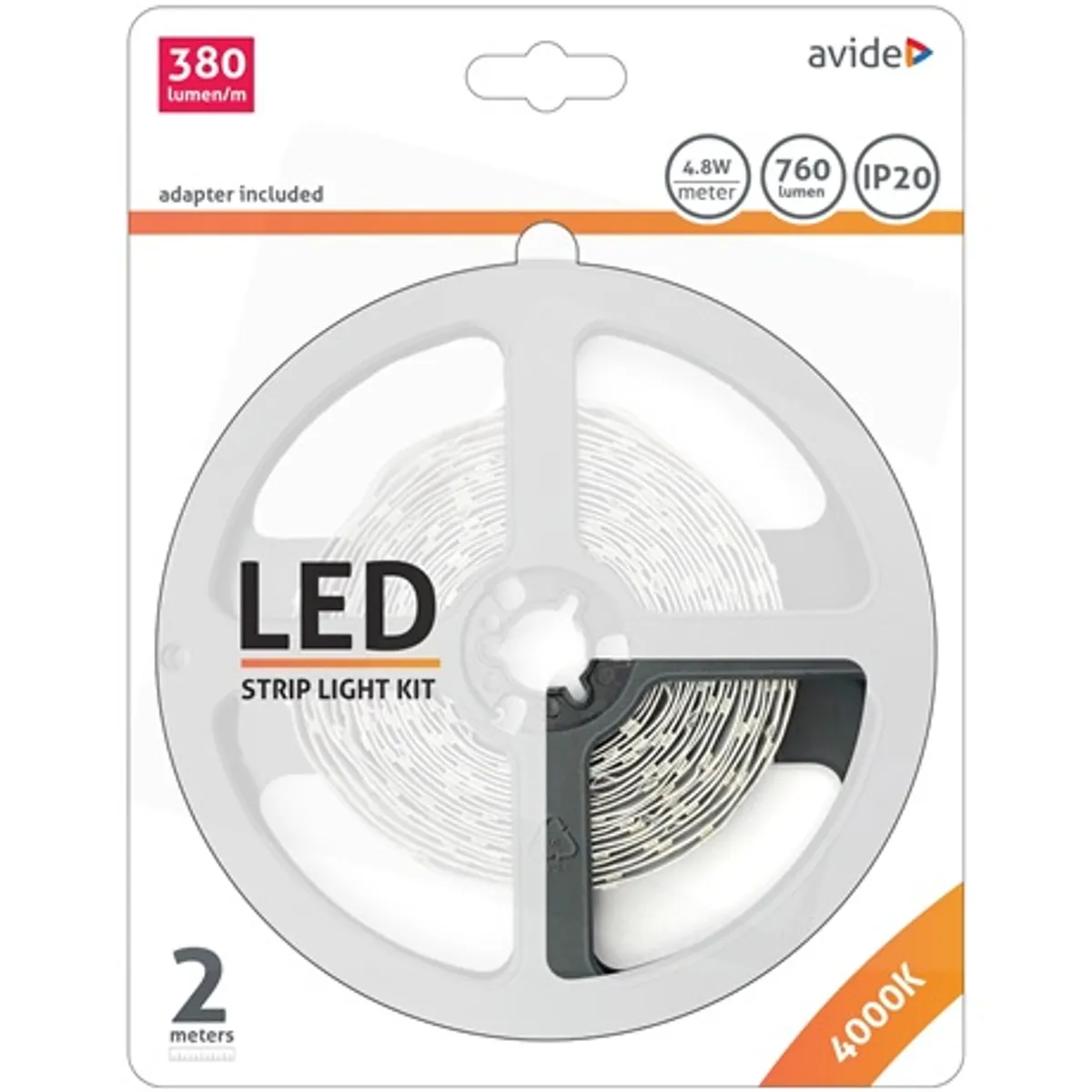 Avide ABLSBL12V2835-60NW LED szalag 12V 4.8W SMD2835 60LED per m 4000K IP20 2m #1