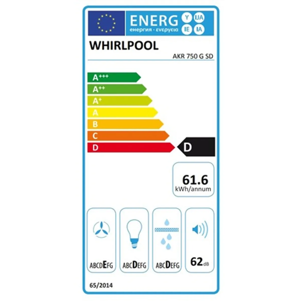 Whirlpool AKR 750 G SD beépíthető páraelszívó 3 fokozat LED világítás #7