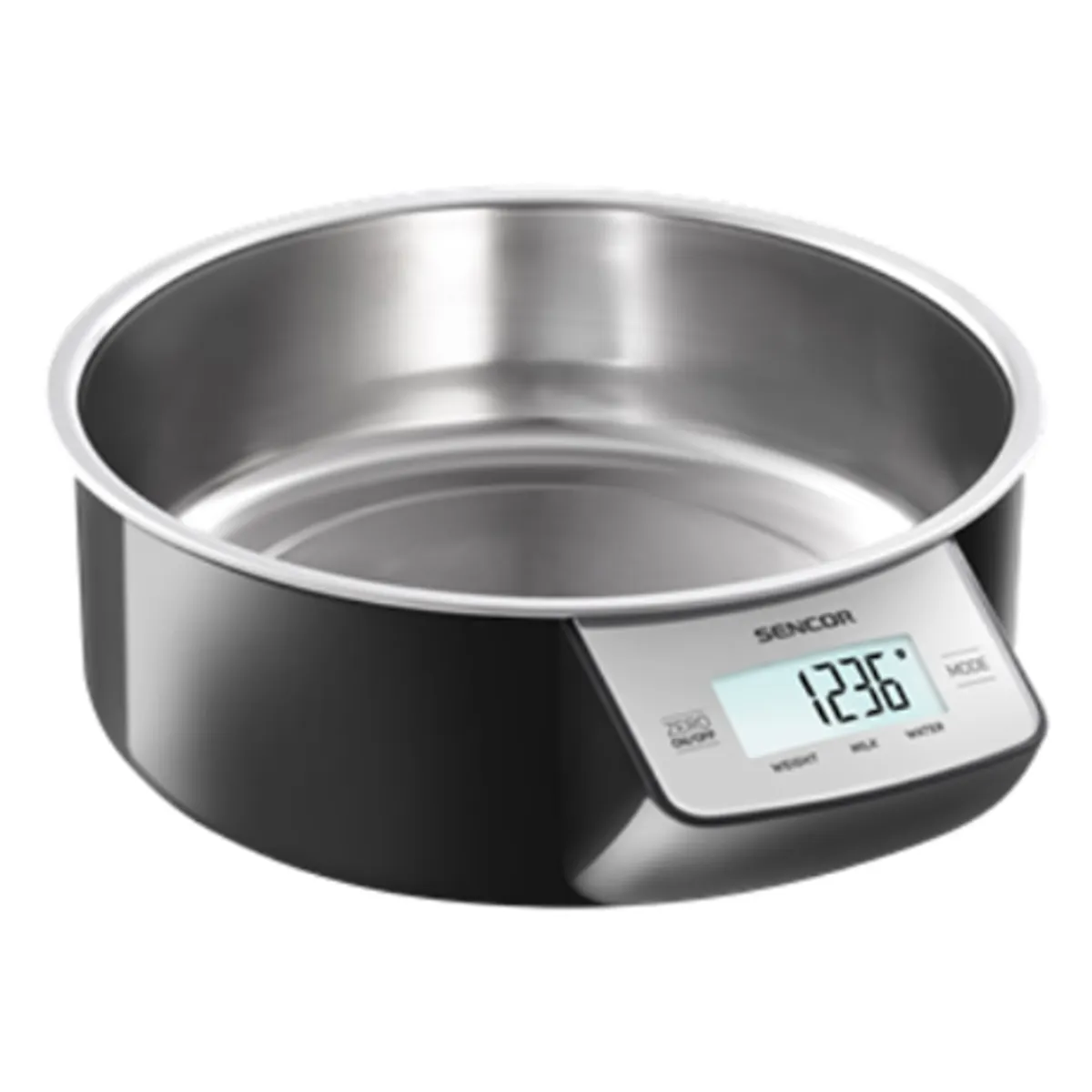 Sencor SKS4030BK konyhai mérleg 5 kg 1 g tara nemesacél tál 1000 ml LCD háttérvilágítás g lb oz 4 érzékelő automatikus kikapcsolás AAA elem #2