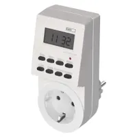 Emos P5521N digitális időkapcsoló aljzat 230V 16A 3680W IP20 8 programok 1 perc kapcsolási idő nyári időszámítás gyerekzár NiMH 1,2V gombelem #4