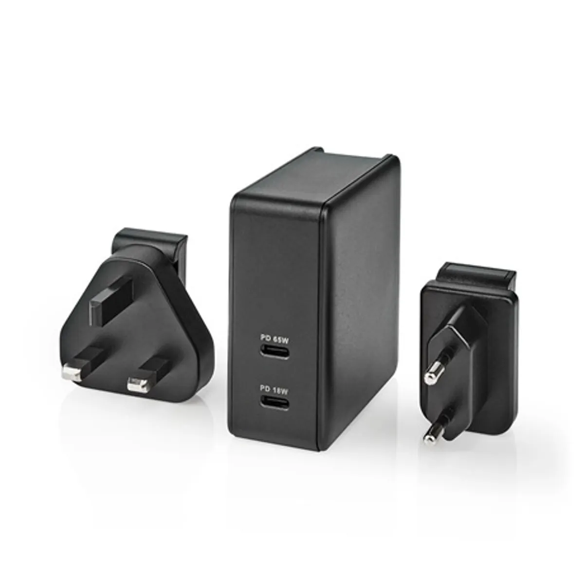 Nedis WCPD65W110BK fali töltő PD3.0 65W 2x USB-C automatikus feszültség kiválasztás EU UK csatlakozóval #7