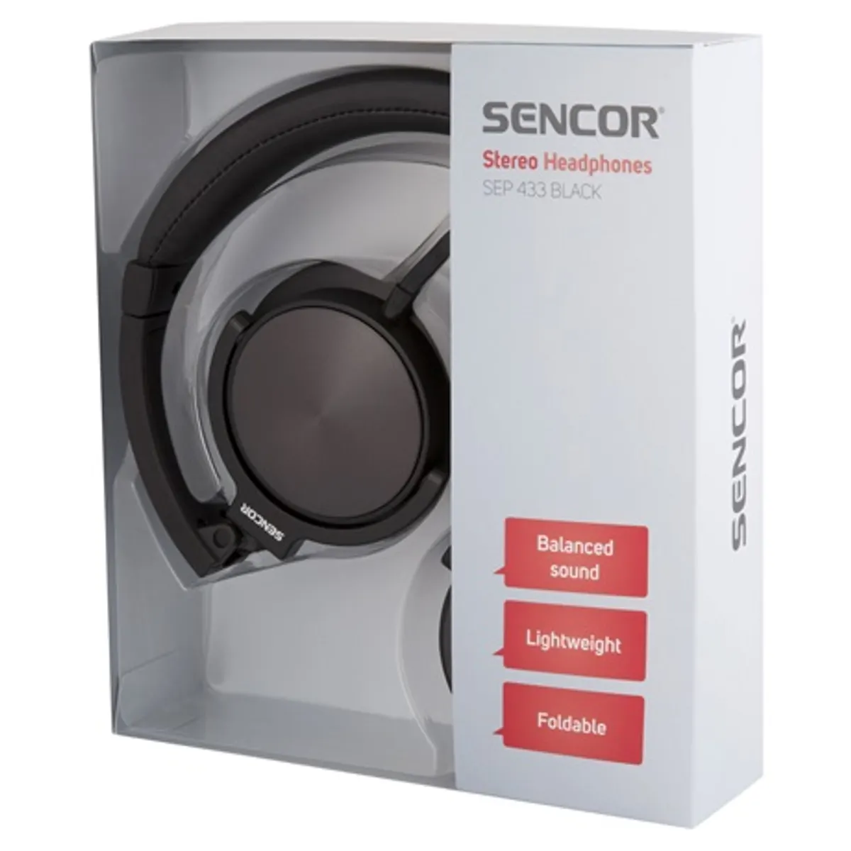 Sencor SEP 433 BLACK SEP 433 40 mm meghajtó, impedancia 32 ohm, frekvencia 20 Hz-20 kHz, érzékenység 104 dB, kábel 1,2 m, csatlakozó 3,5 mm #3