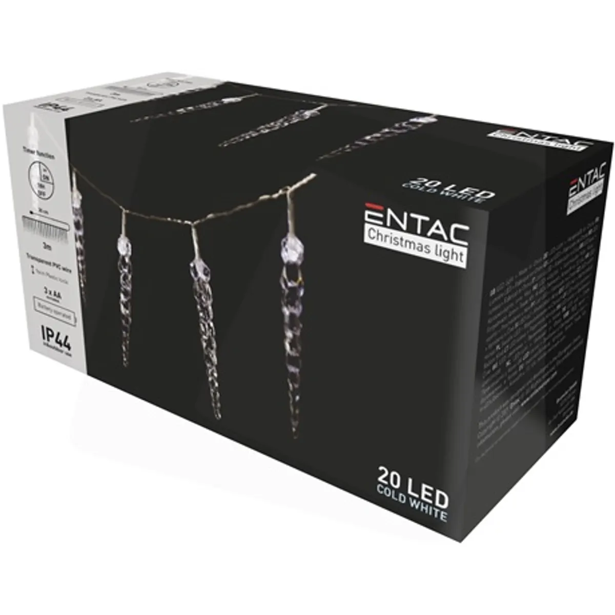 Entac ECL-I20CW16 karácsonyi jégcsapfüzér 20 led ip44 3 m 16 cm #2