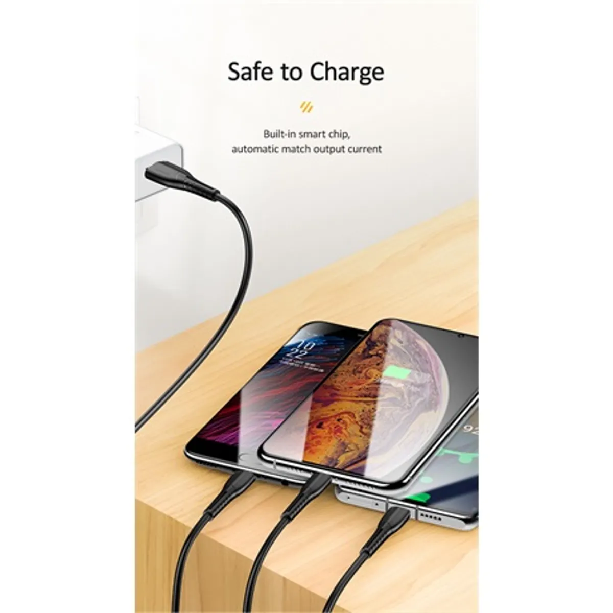 Usams SJ367USB01 3az1-ben USB-A Lightning, Type-C, mikro USB töltőkábel 100 cm #3