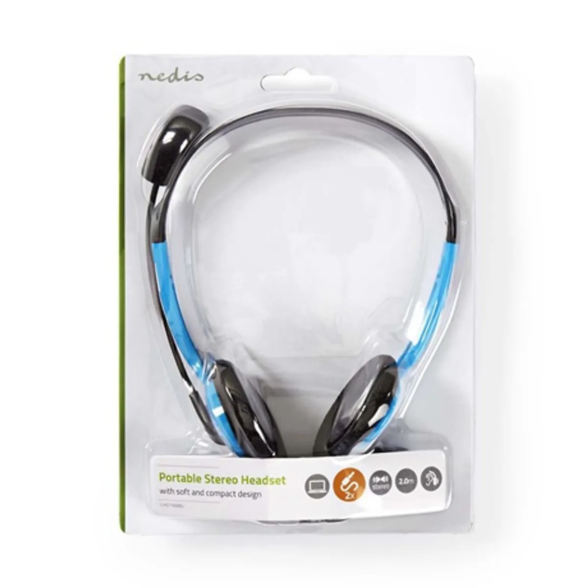 Nedis CHST100BU mikrofonos fejhallgató állítható fejpánt beépített mikrofon 2x 3.5 mm csatlakozás 2.0 m kék #3