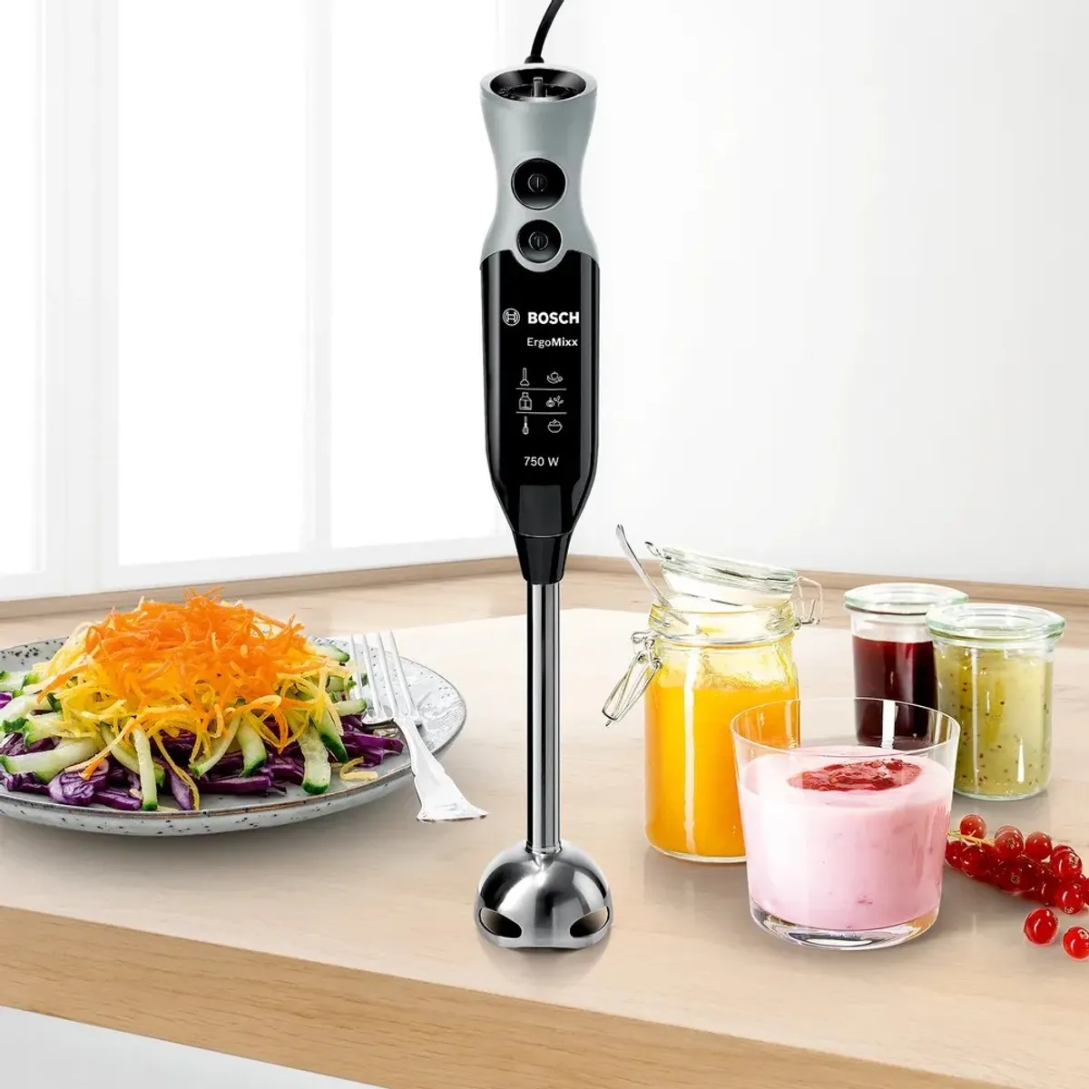Bosch MSM67170 botmixer szett 750 W 12 fokozat, 4 szárnyú kés, nemesacél fej, kioldógomb, mosogatógépben tisztítható tartozékok #8