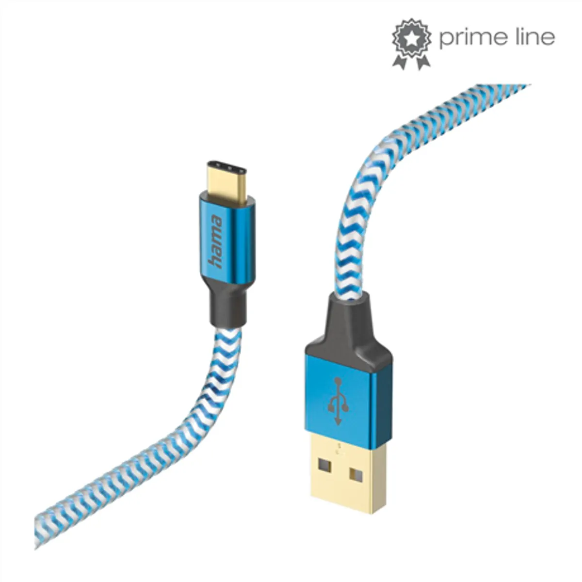 Hama 00201558 Reflective USB-C és USB-A töltő- és adatkábel 1,5 m USB 2.0 aranyozott dugasz nylon burkolat kék #1