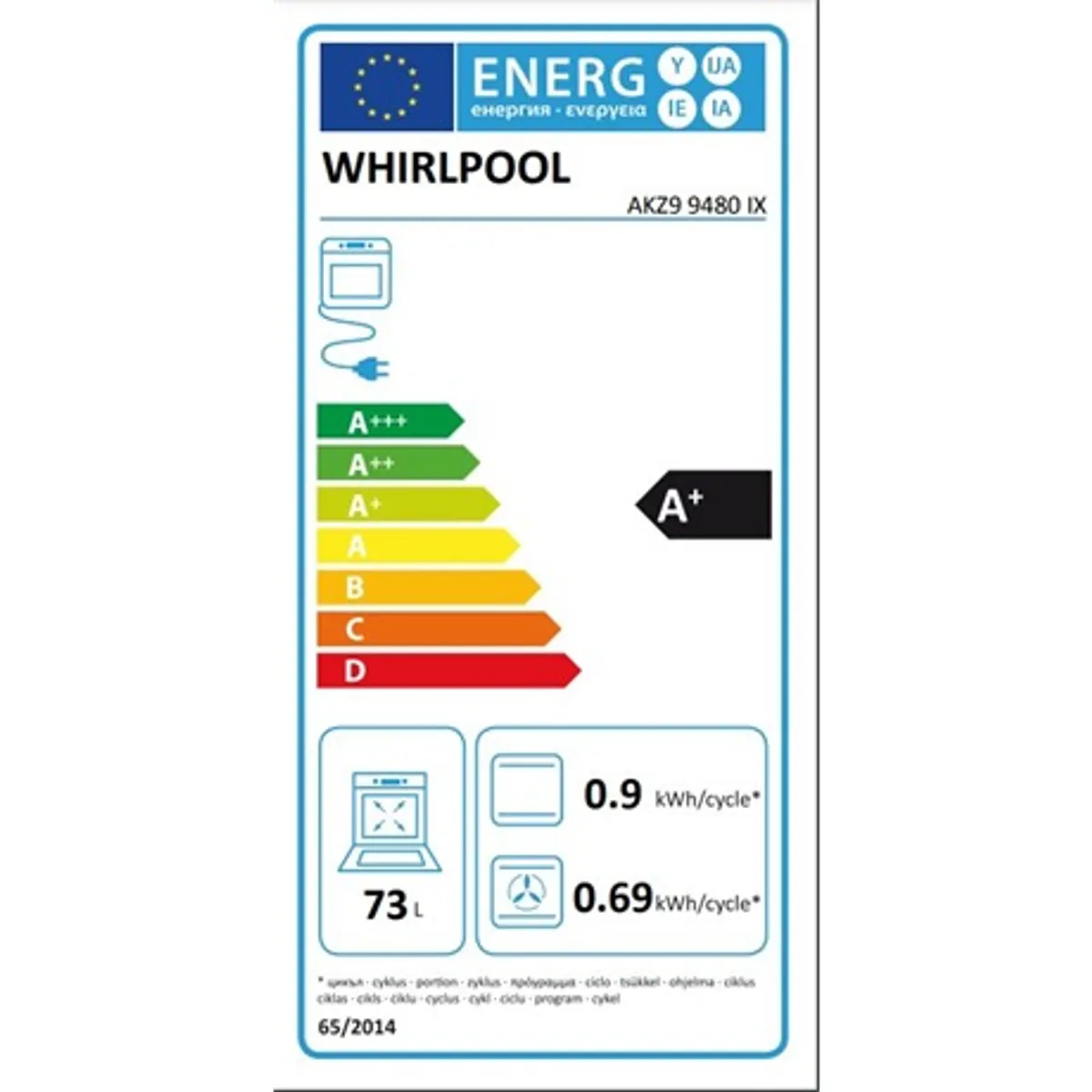 Whirlpool AKZ9 9480 IX Beépíthető elektromos sütő pirolitikus tisztítórendszer elektronikus időzítés belső világítás 1 teleszkópos vezetők 73 L #4
