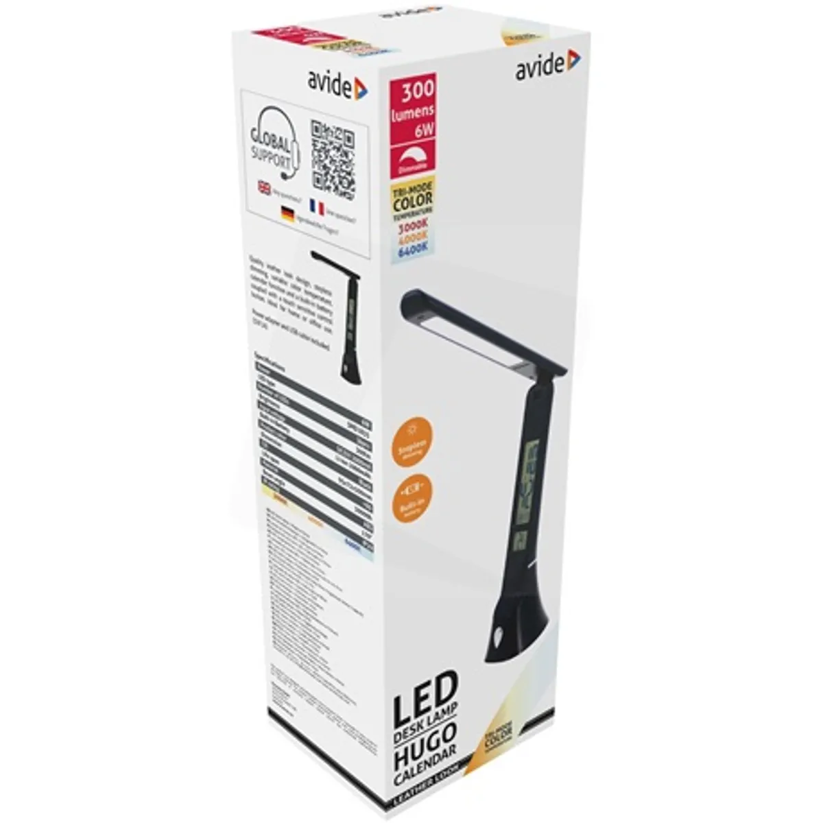 Avide ABLDLC-6W-B-HG led asztali lámpa Hugo naptárral bőrhatású fekete-barna #1