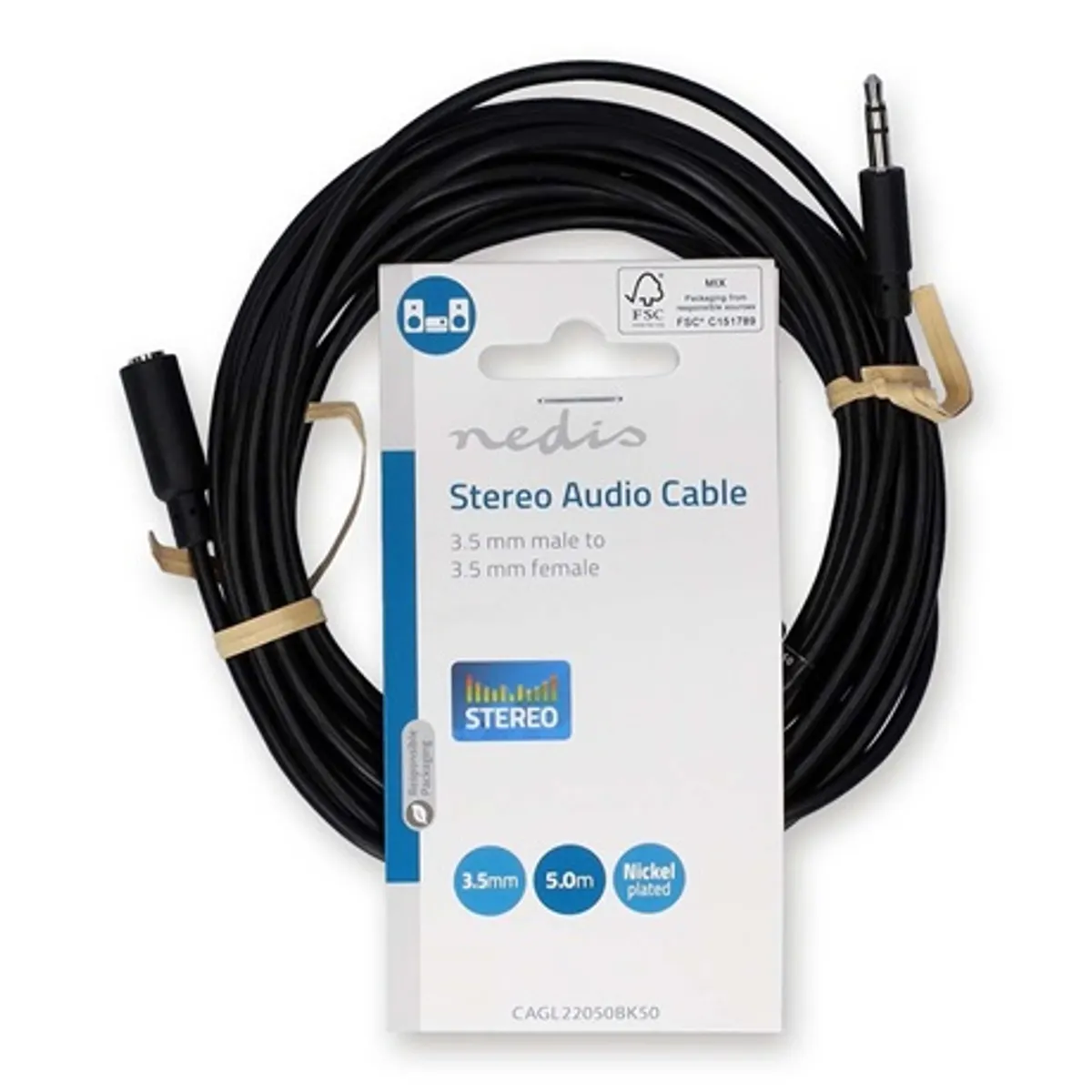 Nedis CAGL22050BK50 3,5 mm sztereó hosszabbító kábel 5 m fekete #3