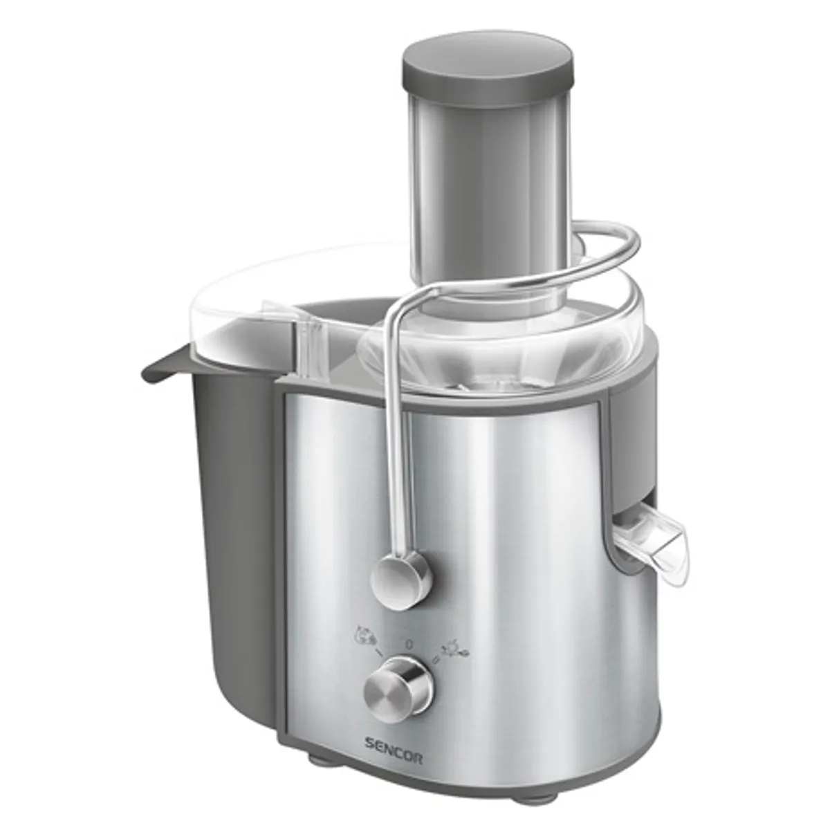 Sencor SJE1055SS gyümölcscentrifuga rozsdamentes 800 W 2 fordulatszám 10600 12600 rpm 1,6 l rostgyűjtő 75 mm széles adagoló #2