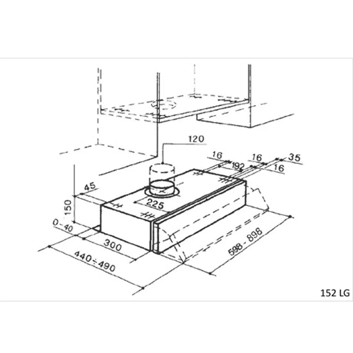 Faber 152 SRM LG A90 Páraelszívó beépíthető 900 mm 3 sebesség 115-225 m3h energiaosztály D LED világítás elvezetés 120 mm #2