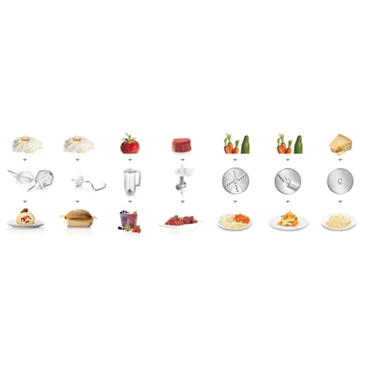 Bosch MUM58231 konyhai robotgép fehér-ezüst 1000W 3D bolygómozgás 3,9 l nemesacél tál szeletelő reszelő húsdaráló turmixkehely tartozéktároló táska #2