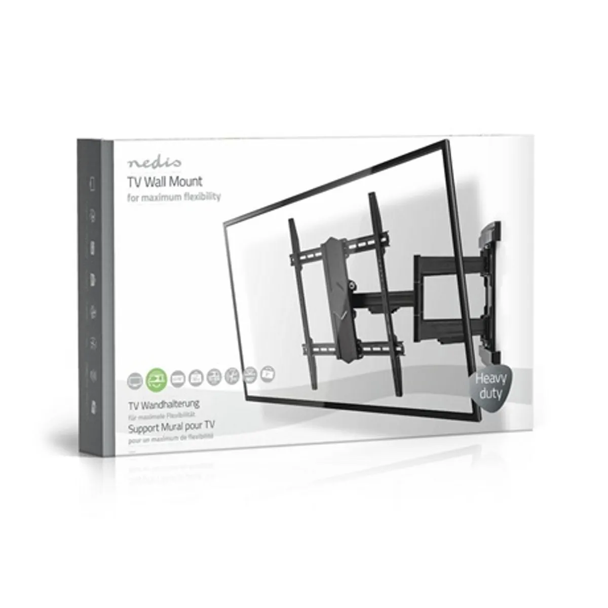 Nedis TVWM6570BK szabadon mozgatható fali TV-tartókonzol 43-90" 70 kg forgatható dönthető 3 forgáspont 70-800 mm VESA 400x400 #8