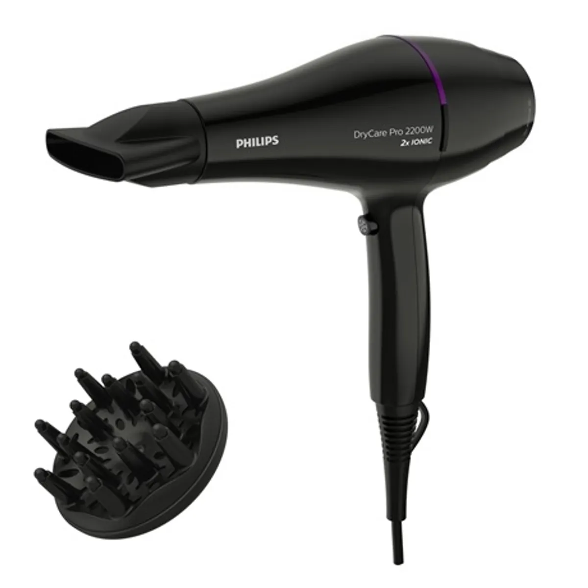 Philips BHD274-00 DryCare Advanced Pro 2200 W 130 kmh ThermoProtect ionizáló technológia diffúzor 9 mm fúvócső 2 m kábel #1