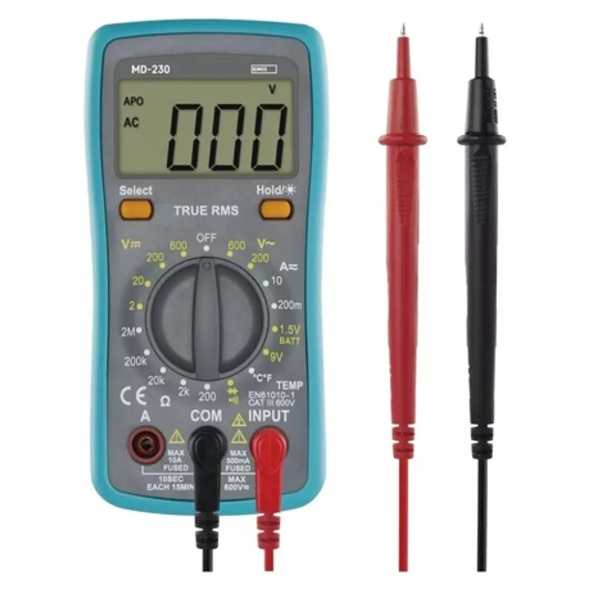 Emos M0230 MD-230 digitális multiméter AC 200-600 V DC 2-600 V 200 mA-10 A 200 ohm-2 Mohm 3,5 számjegy kijelző háttérvilágítás #1