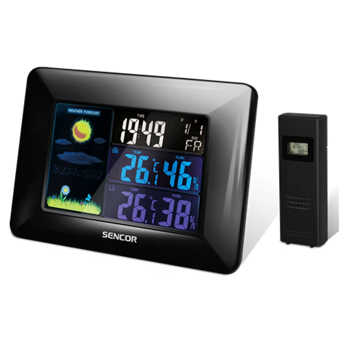 Sencor SWS4250 Meteorológiai állomás akár 3 érzékelő csatlakoztatható 433 MHz lcd színes rádióvezérelt óra DCF-77 #1