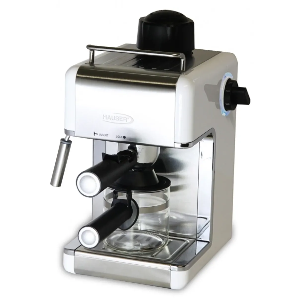 Hauser CE929W Kávéfőző presszó 4 csésze kapacitás 800W gőzölő kivehető csepegtető tálca fehér #1