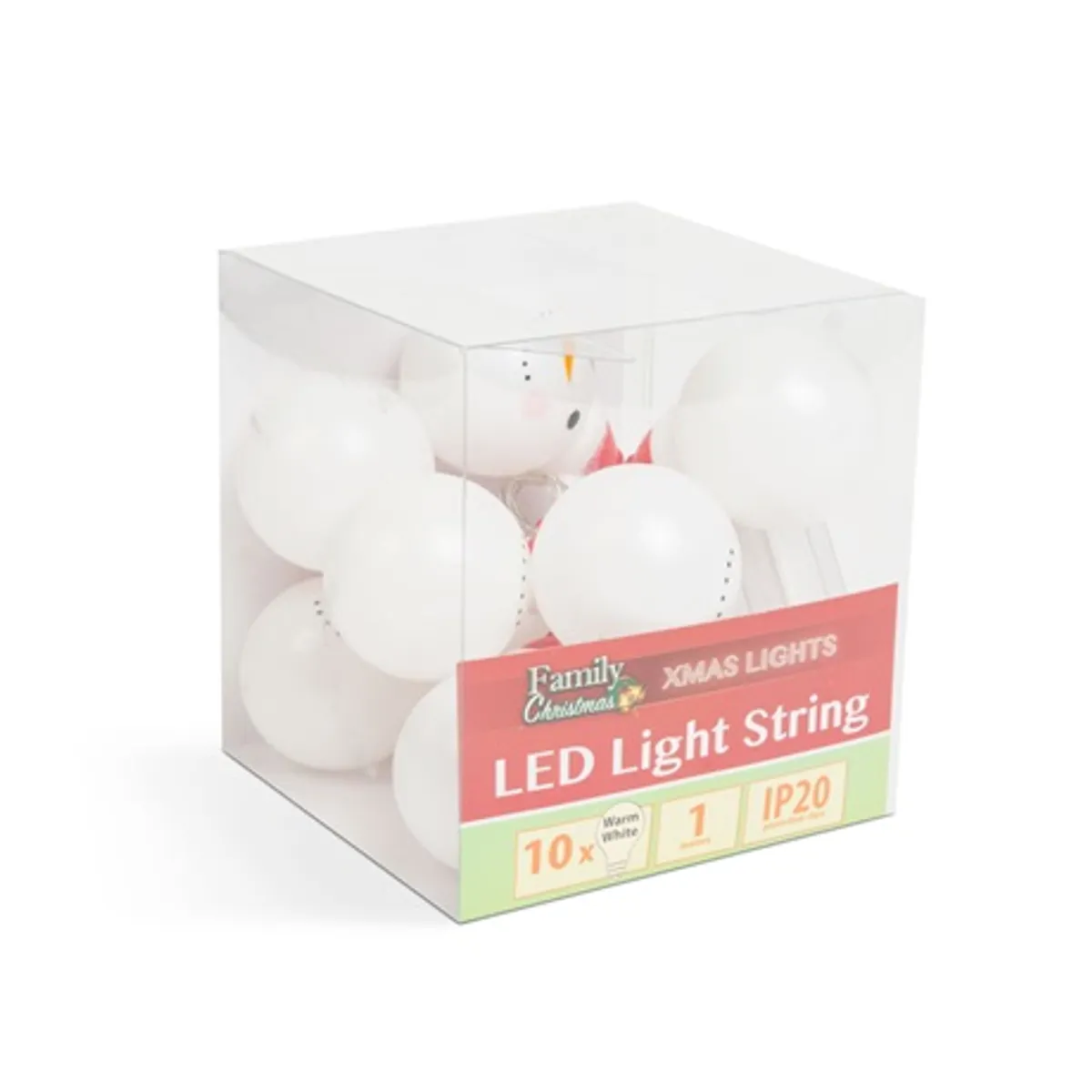 Family Christmas 58222A LED fényfüzér hóember elemes melegfehér 10 LED 1 m 3x AA #2