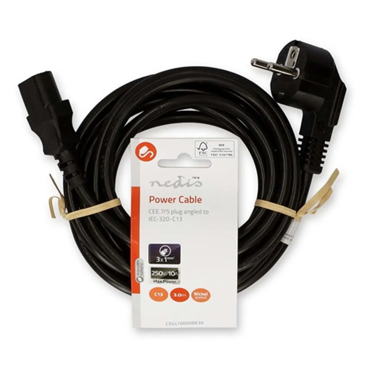 Nedis CEGL10000BK30 tápkábel IEC-320-C13, 3 m, földelt, derékszögben hajlított #3