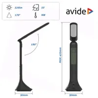 Avide ABLDL-CALENDAR-5W fekete led asztali lámpa naptárral óra ébresztő hőmérséklet kijelzés akkumulátor #4