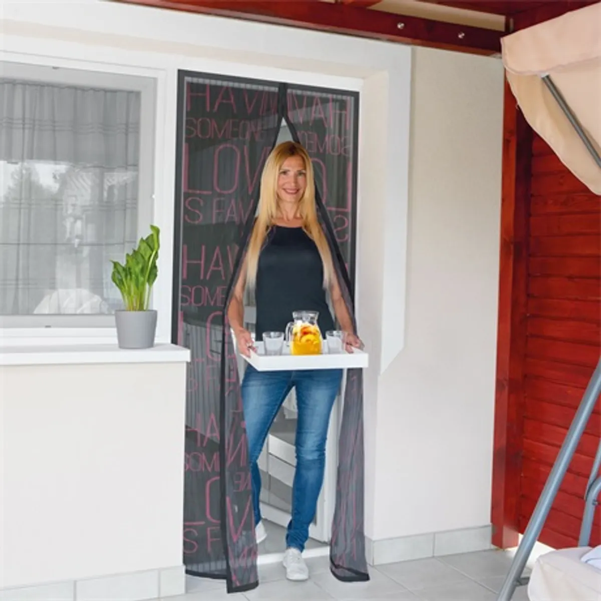 Delight 11398M mágneses szúnyogháló ajtóra Love 100x210 cm UV-álló mosható 30C tépőzár #4