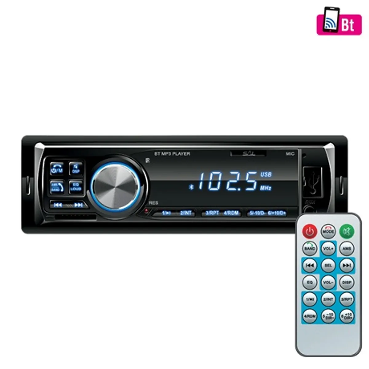 Home by Somogyi VBT 1100-BL Autórádió bluetooth 4x45W Hi-Fi hangkimenet 18 memóriás FM MP3-WMA USB SD AUX beépített mikrofon távirányító #1