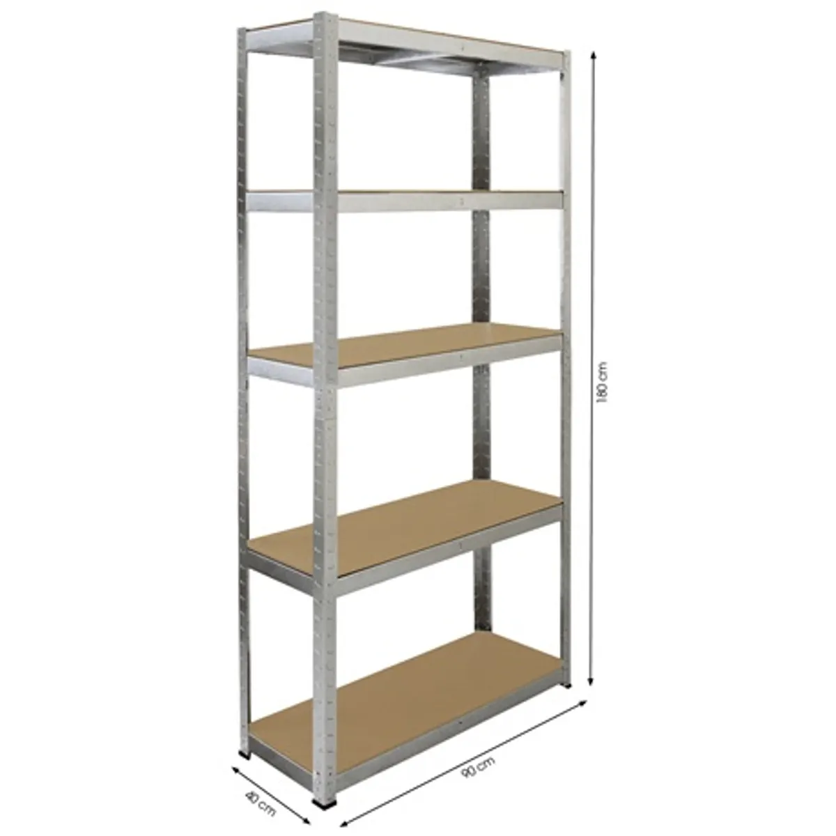 FIELDMANN FDR 1800 álló polc 90 x 40 x 180 cm 5 polcszint 0,7 mm galvanizált acél váz MDF 5 mm max terhelés 175 kg polcon #2