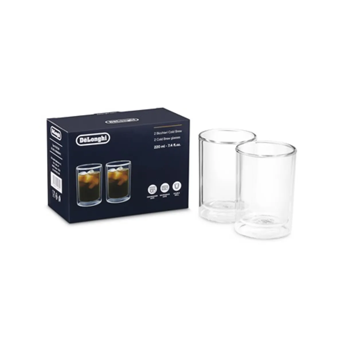 Delonghi DLSC324 Cold Brew üvegpohár boroszilikát duplafalú 2db 220 ml mosogatógépben mosható mikrohullámú sütőben használható #1