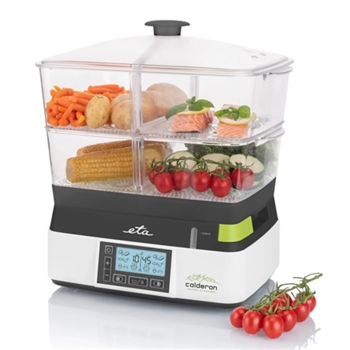 Eta 113490010 Pároló 11 l, 2 tál, 6 automatikus program, időzítő 99 perc, fenntartás 20 perc, kettős zóna, automatikus kikapcsolás, 1800 W #1