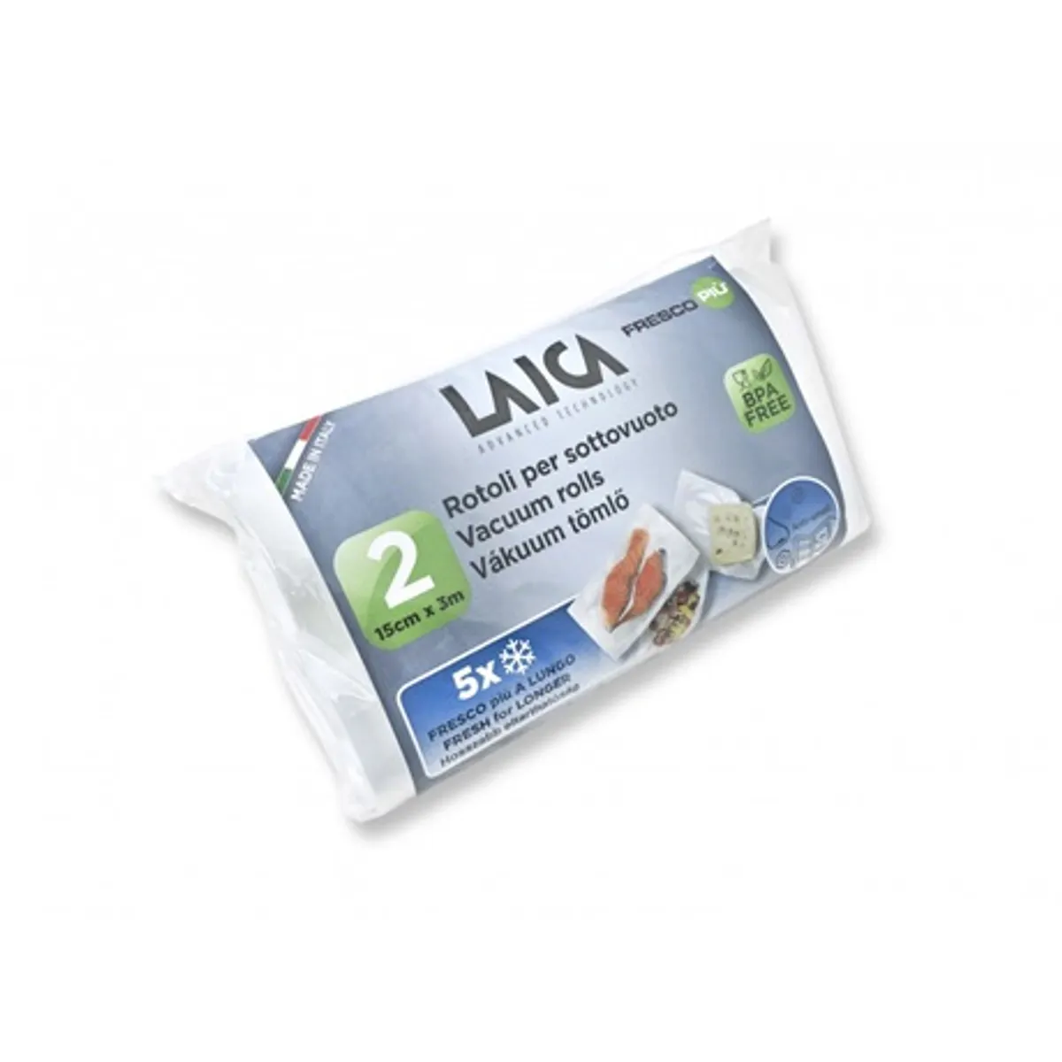 Laica VT36060 légcsatornás vákuumfóliázó tömlő 15 x 300 cm, 2 tekercs, BPA mentes, antibakteriális #1