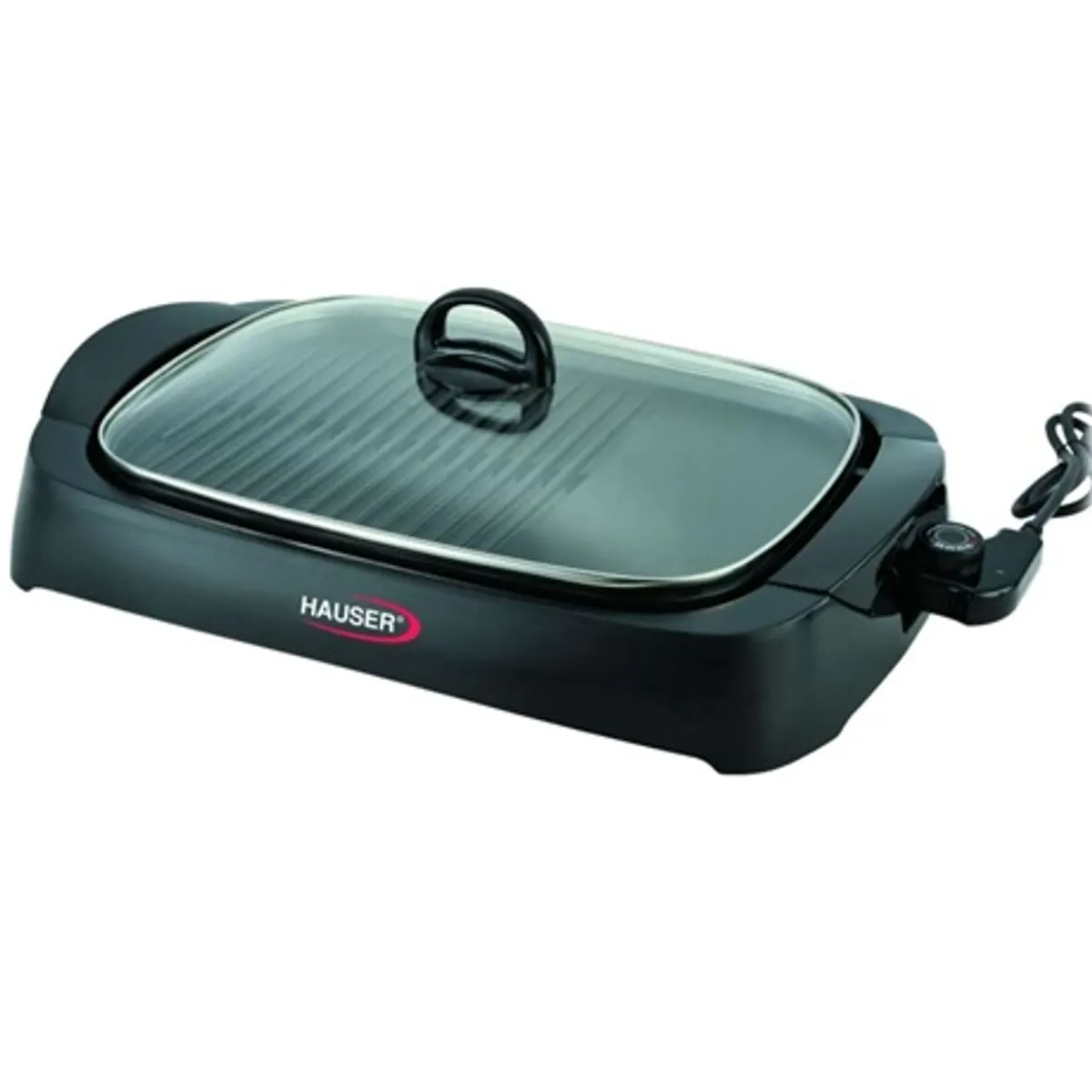 Hauser GR160 grillsütő kettős tapadásmentes bevonat 2000W hőálló üvegtető 3 év garancia #1