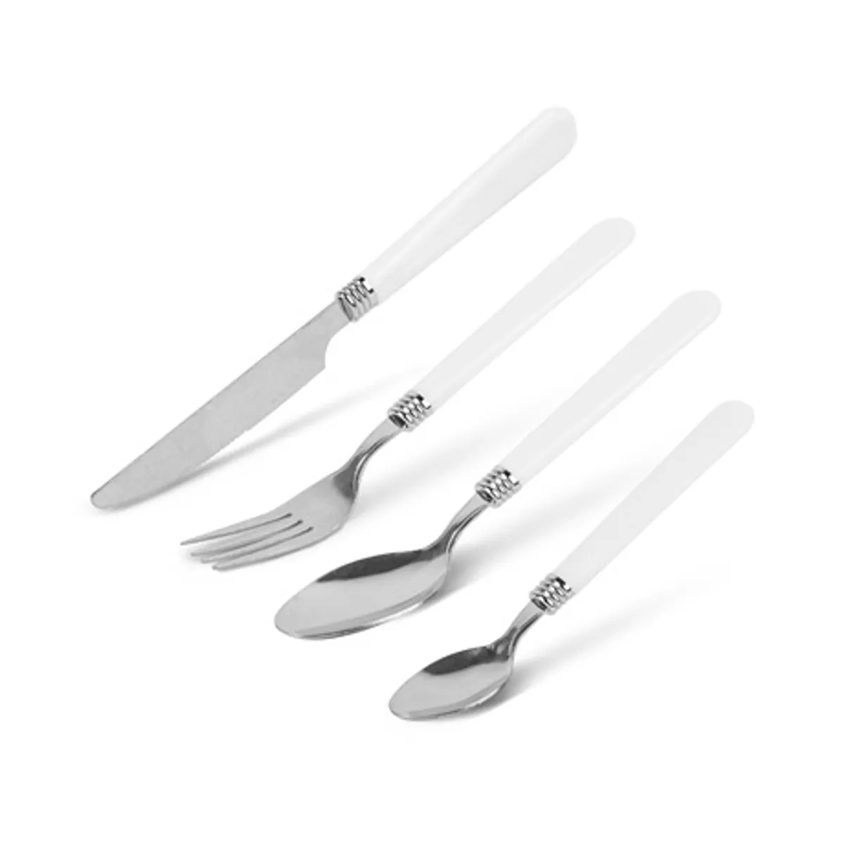 Bewello BW1021B Evőeszköz készlet tartóval 16 részes, fehér műanyag nyél, rozsdamentes acél végződés #1