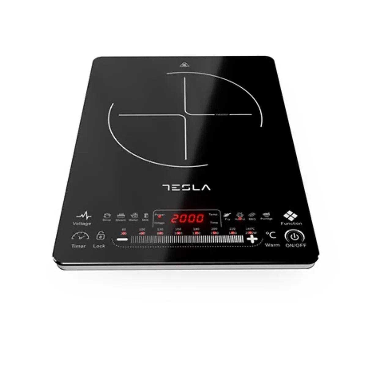 Tesla IC400B indukciós hordozható főzőlap 2000W fekete kristályüveg érintőérzékelővel 250x250 mm zóna 200 mm 80-240 °C 8 fokozat auto kikapcsolás #2