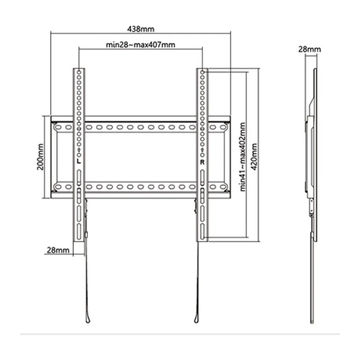 Stell SHO 5200 fix fali konzol 32-70" fekete VESA 75x75 100x100 200x100 200x200 300x200 300x300 400x200 400x300 400x400 teherbírás 75 kg #6