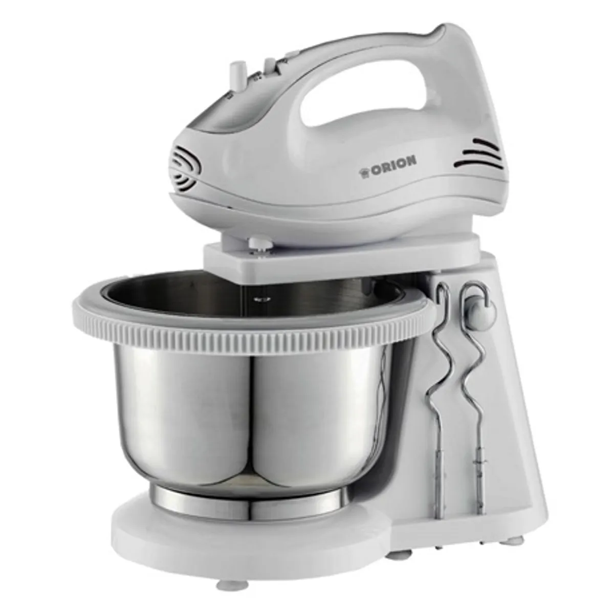 Orion OBM-320W tálas mixer 250W 2L inox keverőtál, 5 sebesség és turbó, kioldó gomb biztonságos kikapcsolás, acél habverő és dagasztó kanalak #1