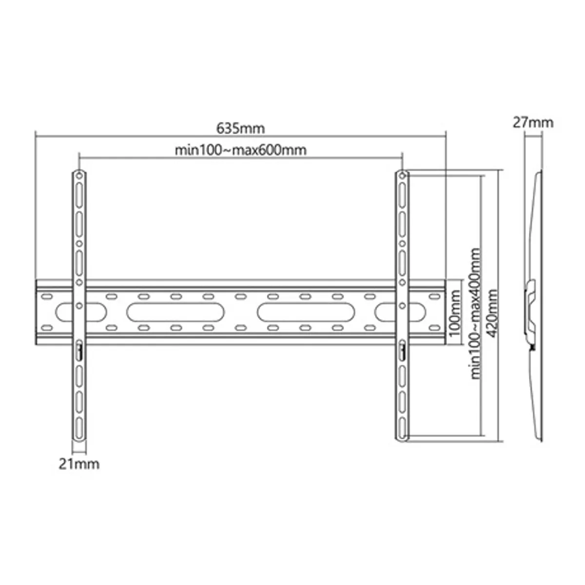 Stell SHO 4220 fali konzol teherbírás 45 kg 37"-70" min. távolság a faltól 2,7 cm max. távolság a faltól 2,7 cm lyuktávolság 100x100-600x400 mm #5