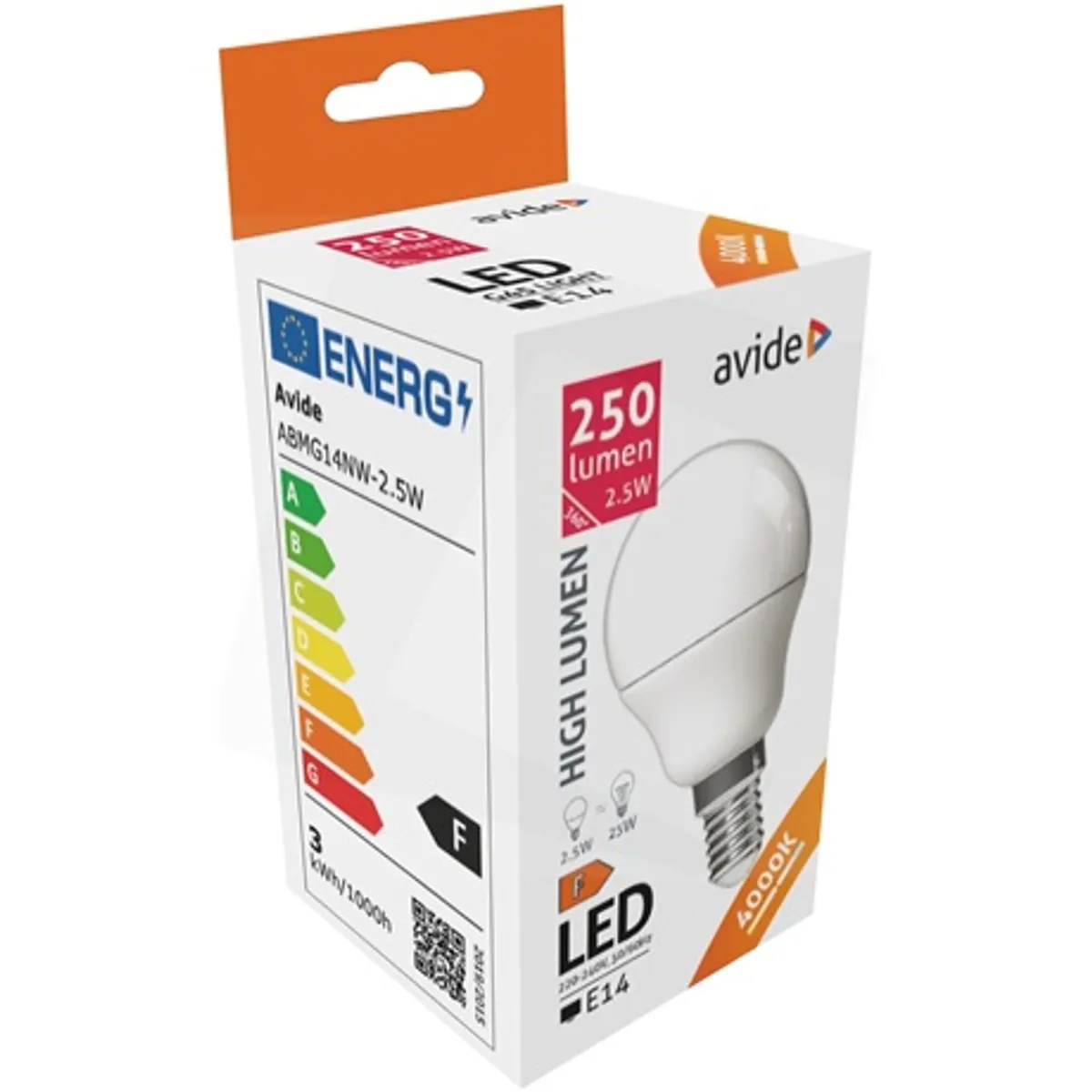 Avide ABMG14NW-2.5W LED gömb G45 E14 NW 4000K 250lm 150 #3