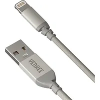 Yenkee YCU 611 SR Lightning töltőkábel 1 m MFI alumínium csatlakozó textil borítás ezüst USB 2.0