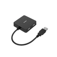 Hama 00200121 4 portos USB hub USB 2.0 beépített csatlakozókábel fekete #2