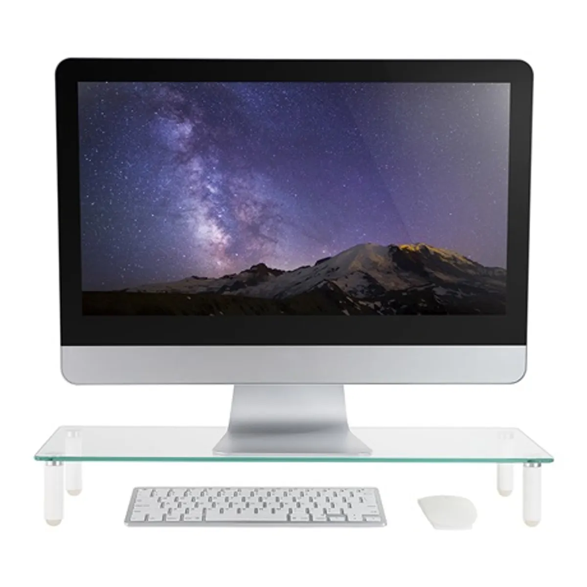 Stell SOS 5010 monitor állvány üveg edzett 5 mm, szerszám nélküli összeszerelés, csúszásgátló alátétek, teherbírás 20 kg, acél és üveg #9