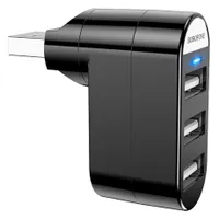 Borofone DH3 USB-A hub 3-portos fekete USB 2.0 Plug-and-Play #1