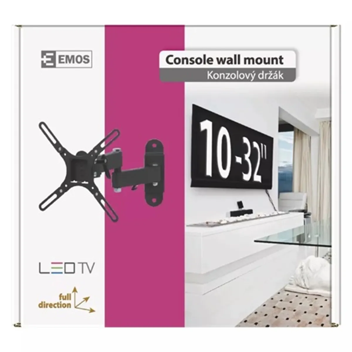 Emos KT3223 fali konzol 10-32" (25-81 cm) vesa 200x200 min 75x75 102-340 mm dőlésszög 10-15 pozícionálás 180 teher 25 kg #2