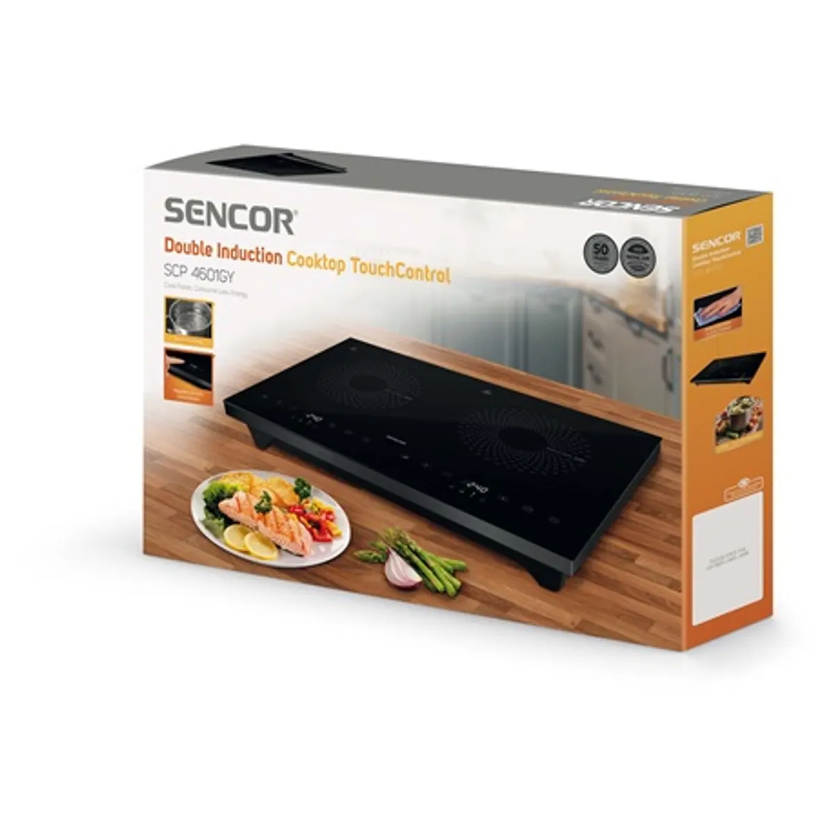 Sencor SCP 4601GY kétzónás indukciós 3400 W 600x360x75 mm edényfelismerés 60-240 C #9