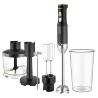 Sencor SHB 6442BK BOTMIXER 6 IN 1 1200 W titánbevonatú négyélű pengék 800 ml keverőedény 500 ml aprítóedény tejhabosító fej