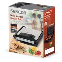 Sencor SBG 3710SS kontakt grillsütő bordázott grillfelület tapadásmentes sütőlap, 2000 W, 90 fokos nyitás, hőszigetelt fogantyú #10